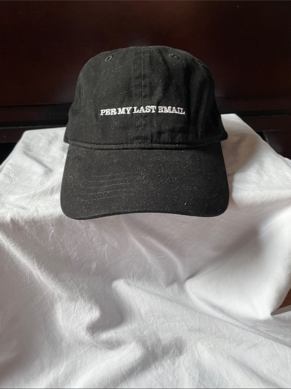 Time and Tru Black Baseball Cap with White Embroidered Text
